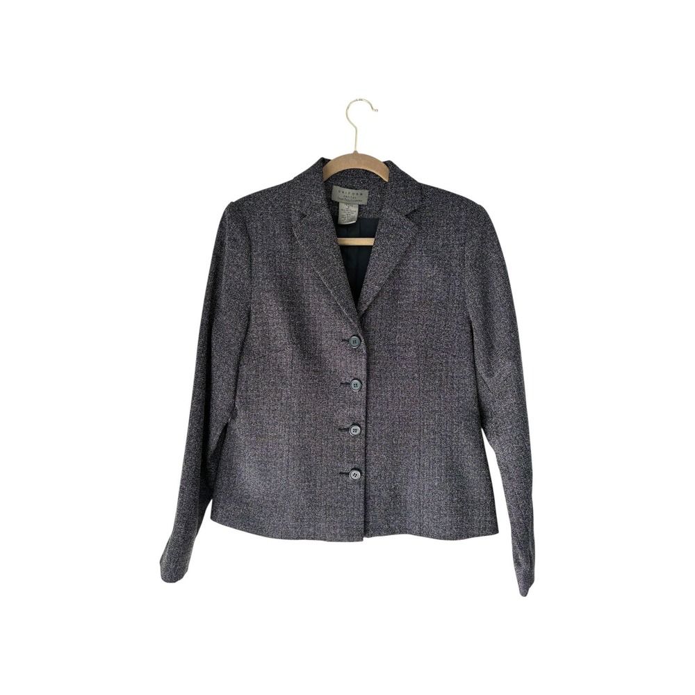 John Paul Richard Petite Blazer Jacket Gray‎ Tweed Button Front Women's Business